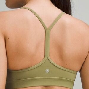 Lululemon Flow Y Bra Nulu Light Support Bronze Green Women's Size 6 With Pads